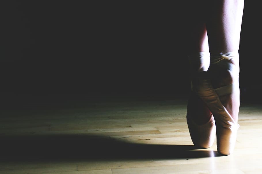 closeup of ballet shoes.