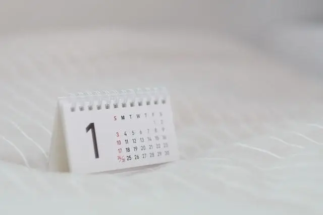 Closeup of a table calendar