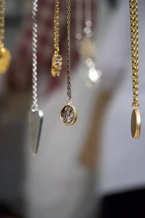 different necklace hanging