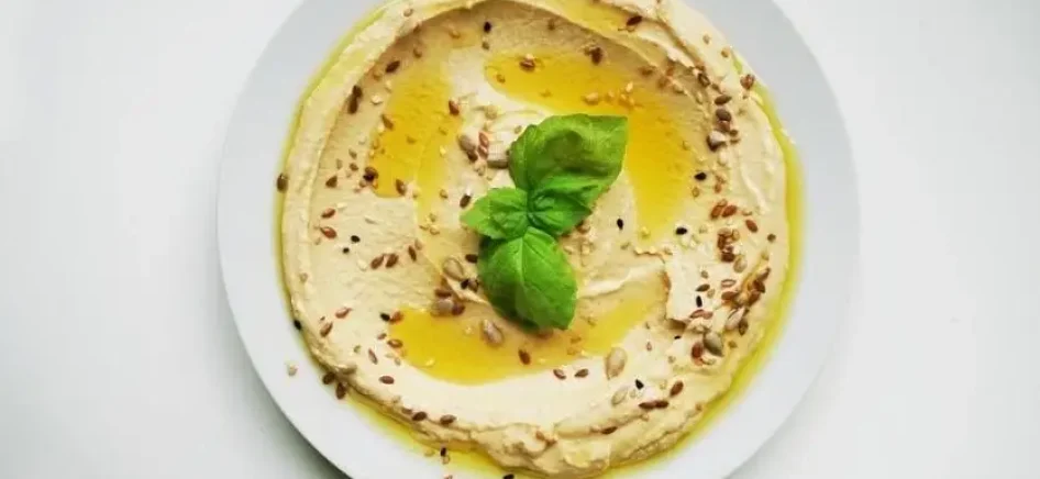 A plate of hummus