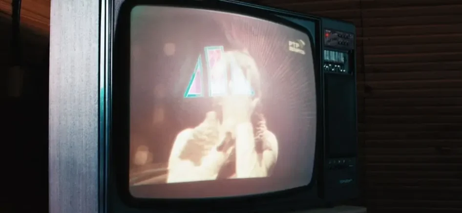 An old television set playing shows