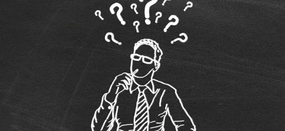 Blackboard illustration of a confused man