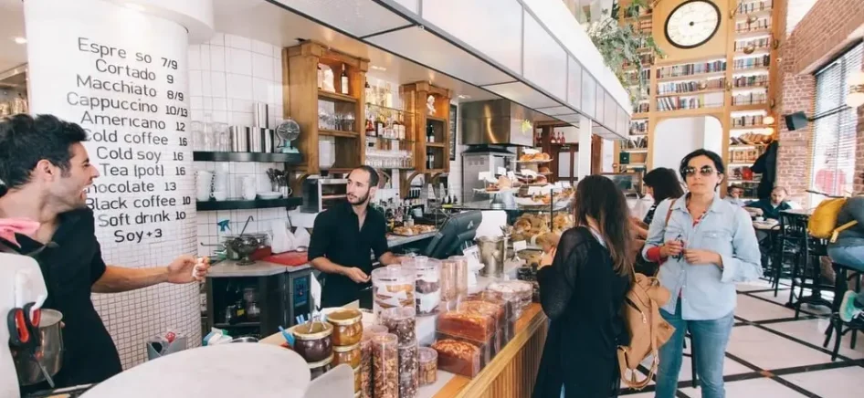 Women standing in a coffee shop in Tel Aviv