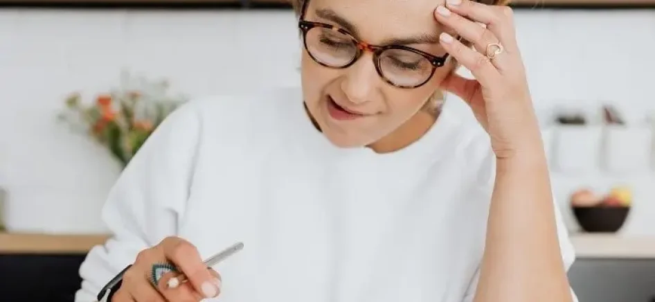 A woman studying a dictionary