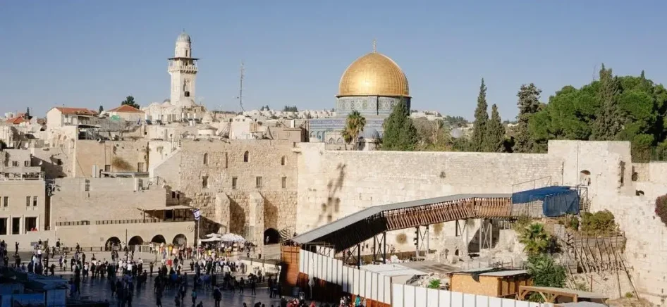 people gathered at a religious place in Israel