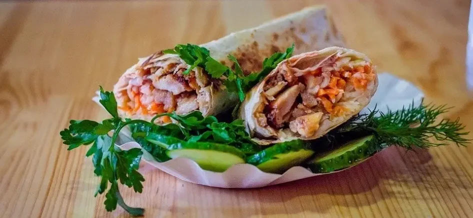 shawarma wrap in a plate