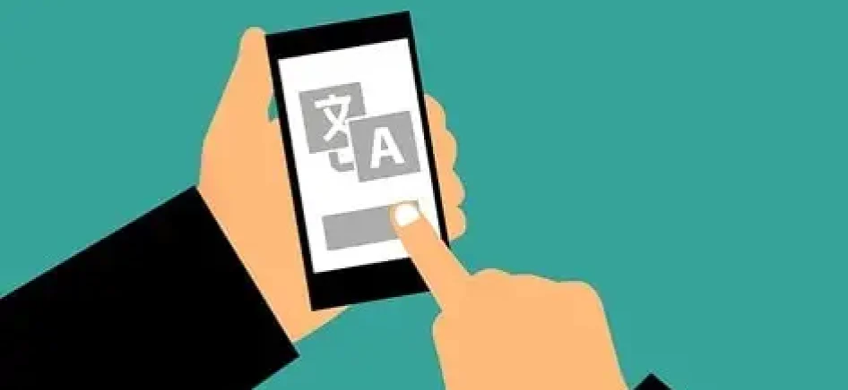 : Person using a translation app on the phone
